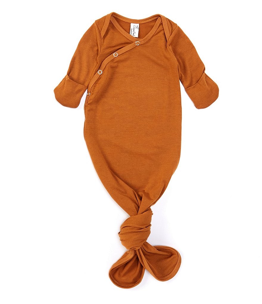 Copper Pearl Baby Newborn-6 Months Long-Sleeve Knotted Gown