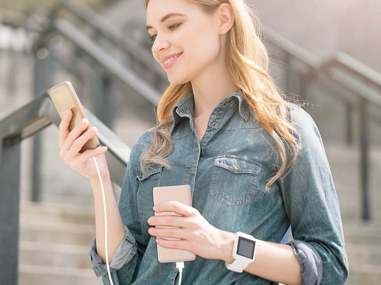 Portable Charger, Power Bank, 10000mAh Battery Pack, PD Charging Technology for iPhone 12/12 Pro / 12 Pro Max / 8 / X/XR, Samsung Galaxy, and More (Includes Type-C Dual Interface Cable) Pink