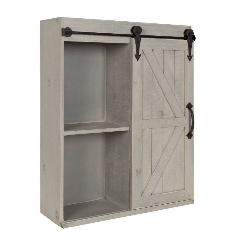 Decorative Wood Wall Storage Cabinet with Sliding Barn Door Rustic Gray - Kate & Laurel All Things Decor