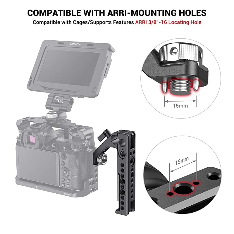 Handle with Locating Hole for ARRI Standard, Anti-Off Designed Cold Shoe Adapter,15mm Rod Clamp - 2165