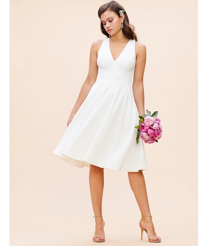 Dress the Population Catalina Crepe V-Neck Sleeveless A-Line Dress