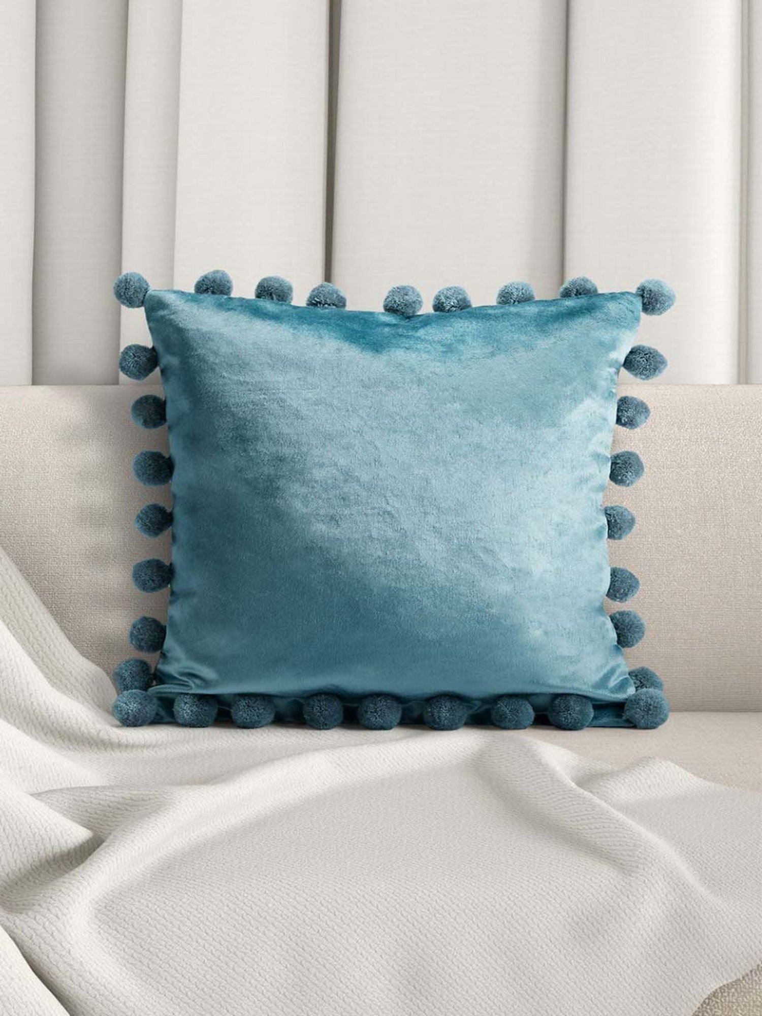 Living Scapes by Pantaloons Blue Cotton Cushion Cover