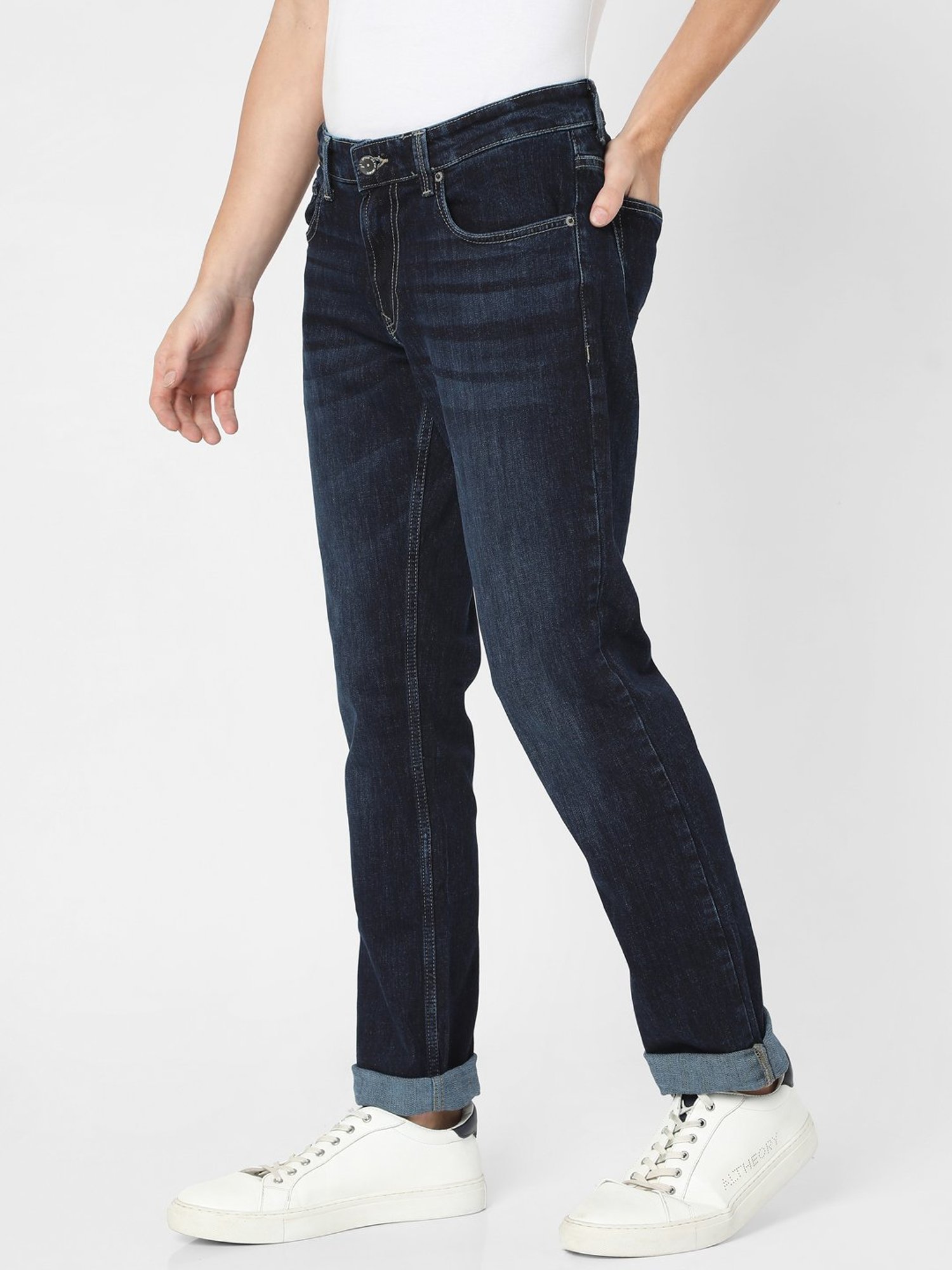 Spykar Dark Blue Lightly Washed Jeans