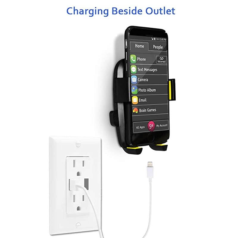 Phone Holder Wall Mount with 3M VHB Adhesive Strips Phone Charging Holder Compatible for iPhone Samsung Smartphone and Most Other Cellphones