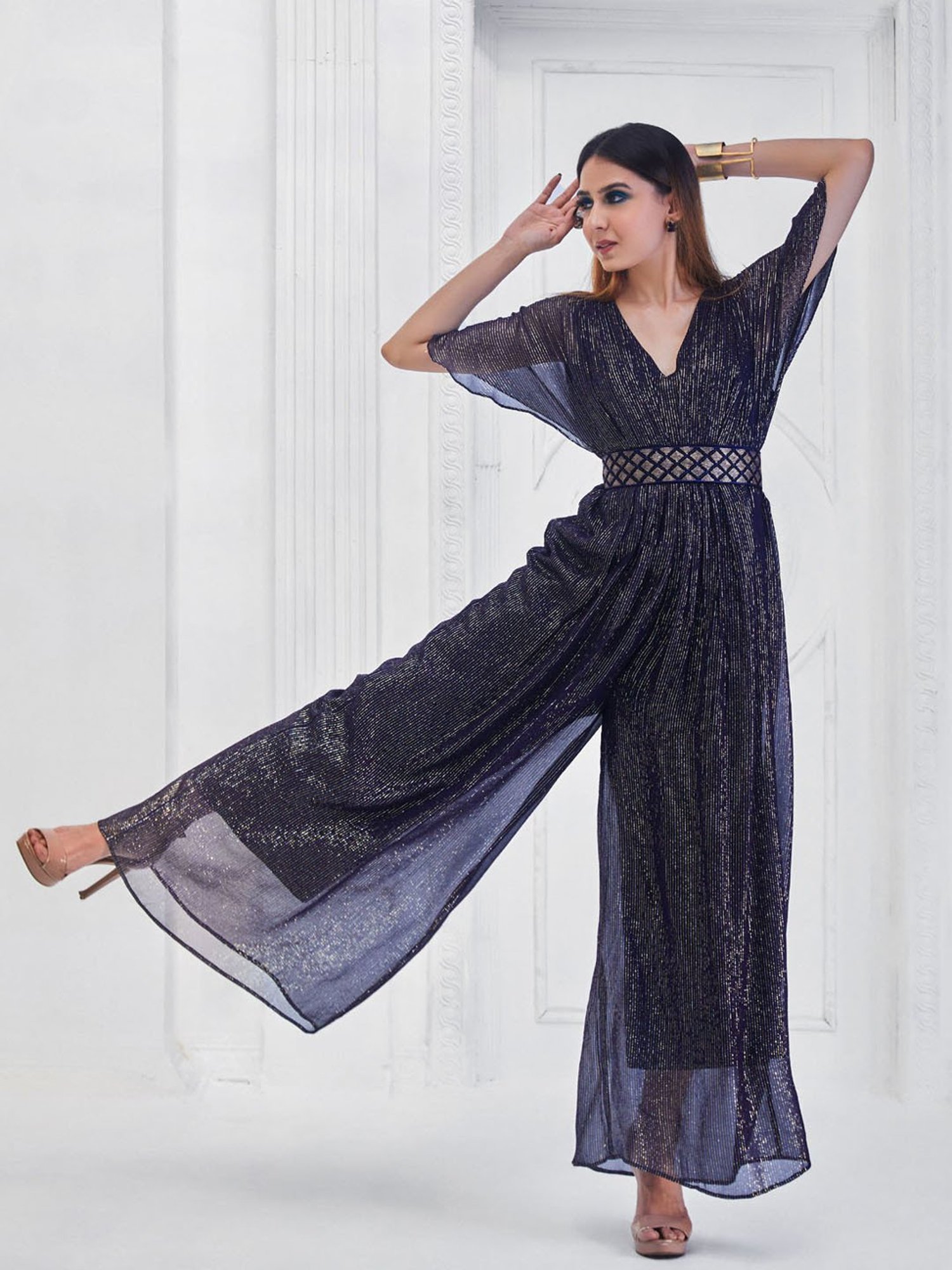 Monk and Mei Blue Queeen Of Wands Christina Jumpsuit with Belt