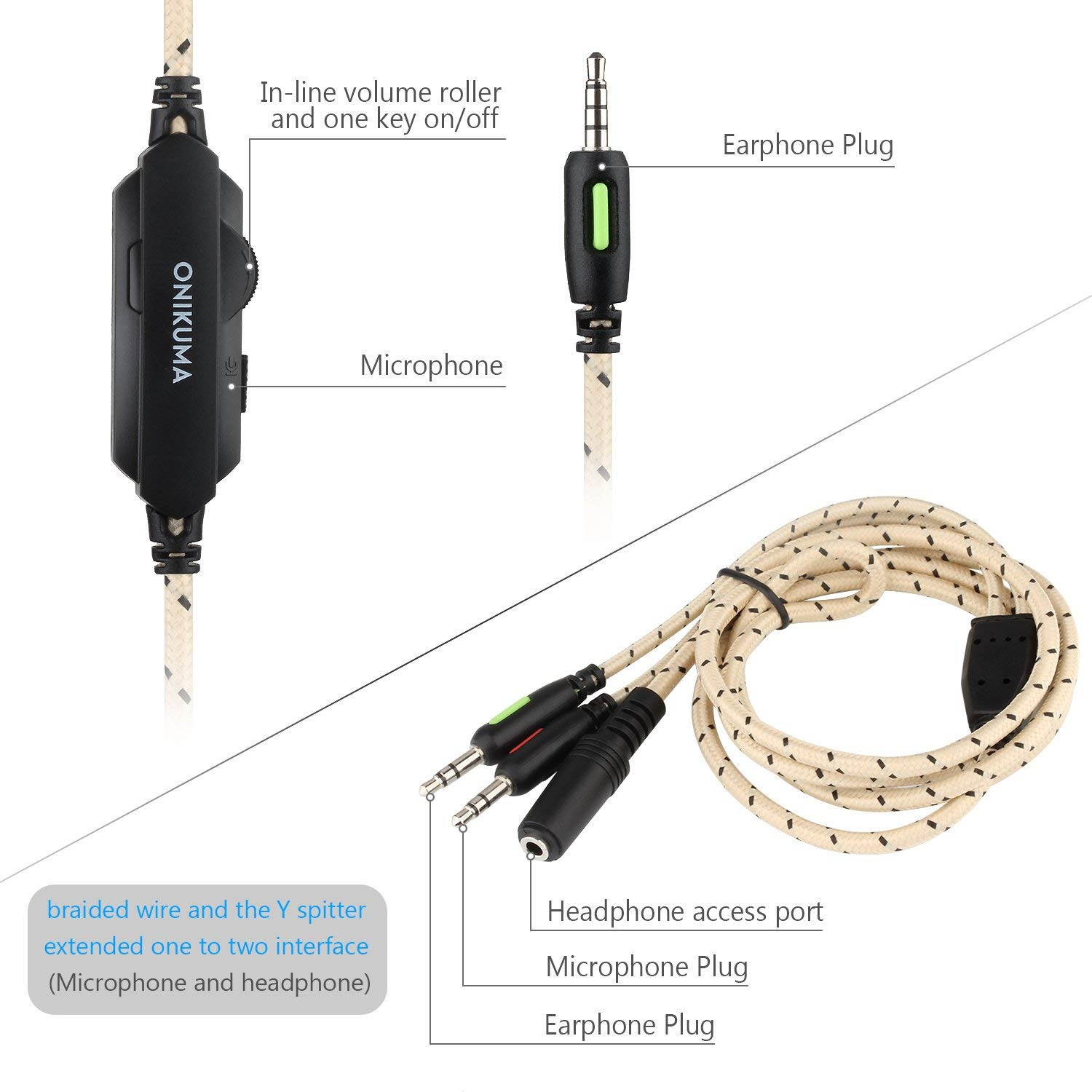 Gaming Headset for PS4 New Xbox one PC Mac, ONIKUMA Over-Ear 3.5mm Headphones with Mic Noise Isolating Deep Bass Surround for Game