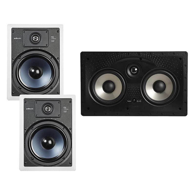 255C-RT 2-way In-Wall Center Channel Speaker & Audio RC85i 2-way Premium In-Wall 8" Speakers, Pair of 2 Perfect for Damp and Humid Indoor/Outdoor Placement (White, Paintable Grille)