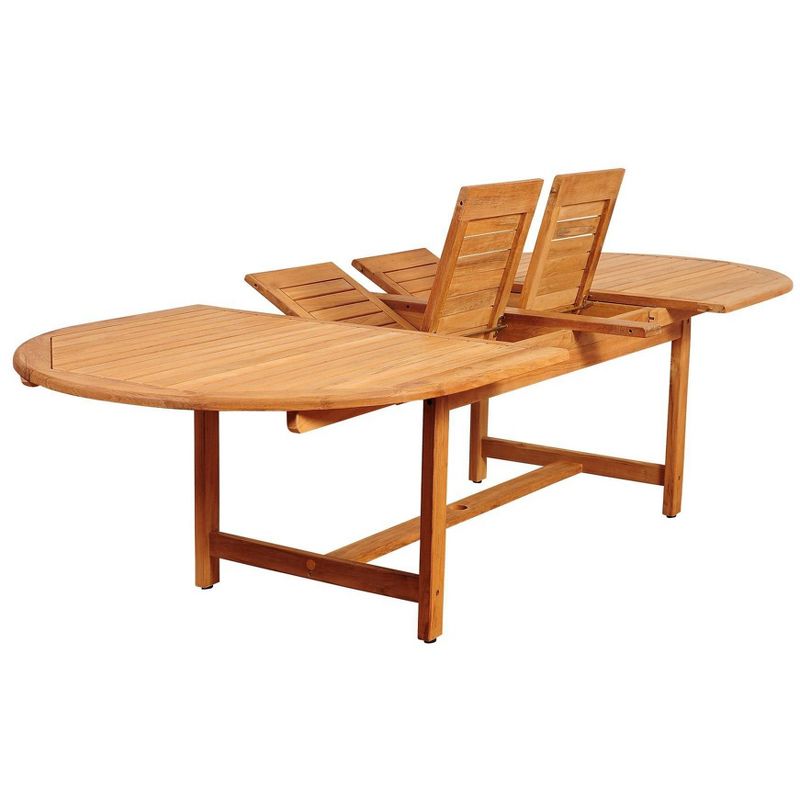 Edenton 11pc Teak Wood Double-Extendable Oval Patio Dining Set - International Home Miami