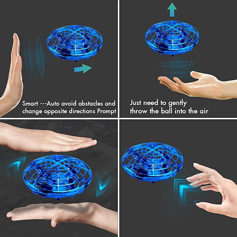 UFO Flying Ball Toys  Motion HandControlled Suspension Helicopter Toy Infrared Induction Interactive Drone Indoor Flyer Toys With 360&deg;Rotating and Flashing LED Lights for Kids Boys Girls
