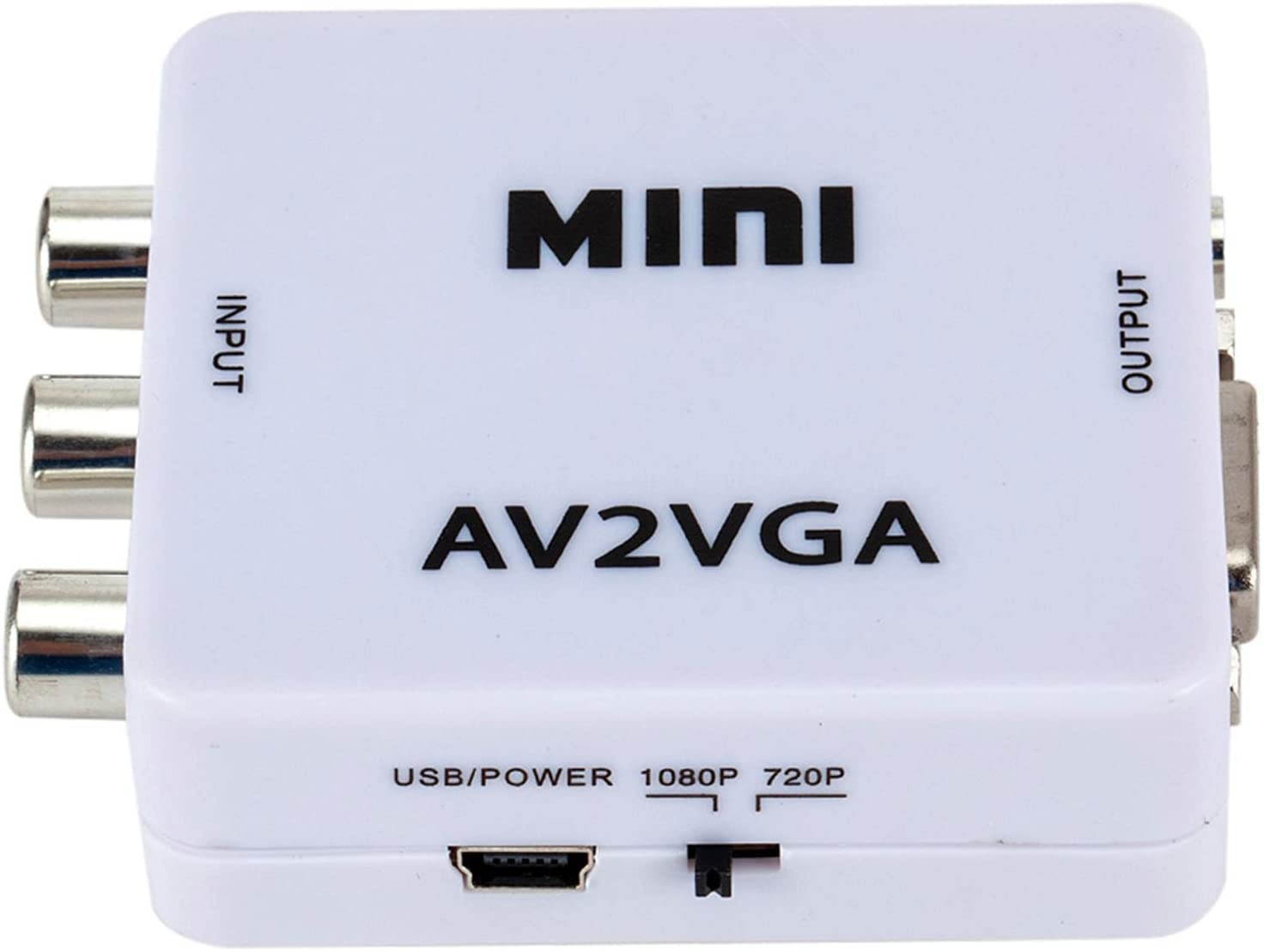 Docooler RCA to HDM I,AV to HD Converter, Audio Video Converter Mini AV2VGA Video Converter Convertor Box AV RCA CVBS to VGA Video Converter with Audio to PC HDTV Converter