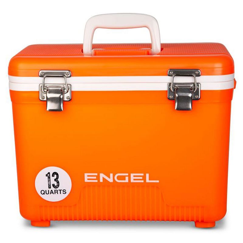 Engel UC13SF 13 Quart 18 Can Leak Proof Odor Resistant Insulated Cooler Dry box with Integrated Shoulder Strap, Orange High Viz