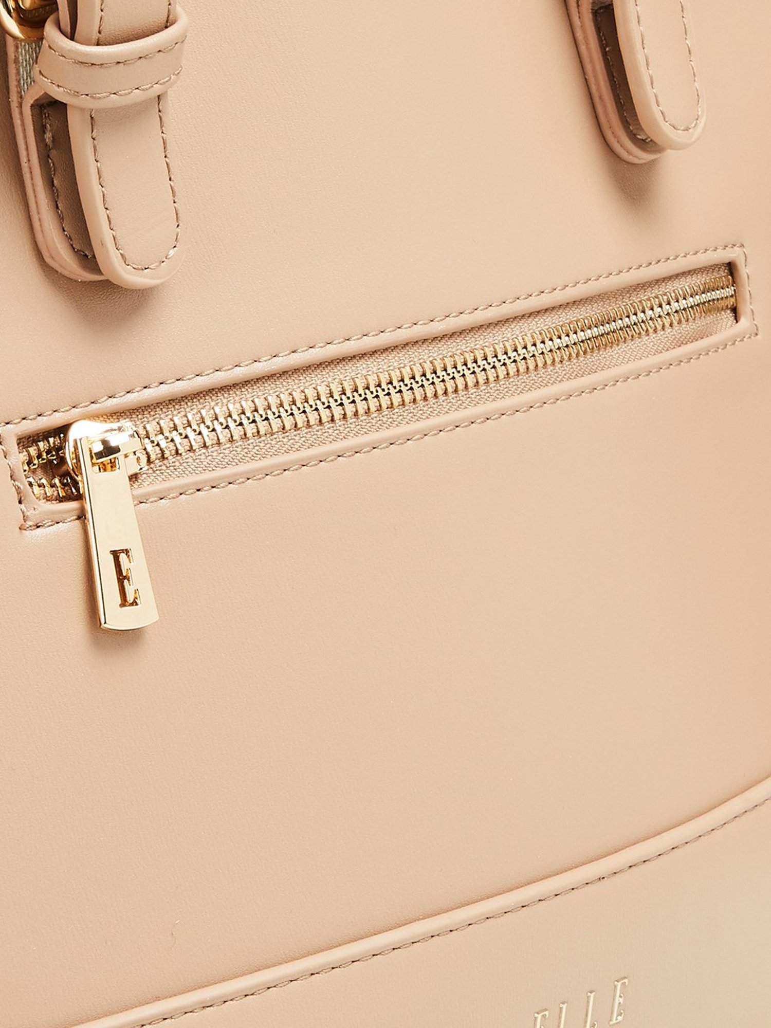 Elle Beige Solid Handbag