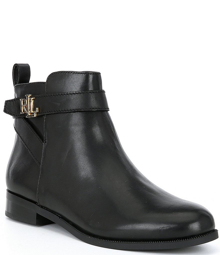 Lauren Ralph Lauren Bonne Logo Detail Leather Ankle Booties