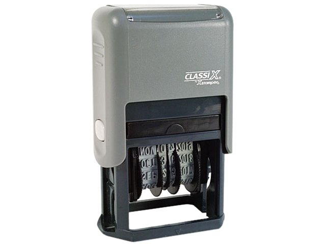 Xstamper 40330 Self-Inking Message Dater, Plastic, #1 1/2, 12 Year, Blue/Red