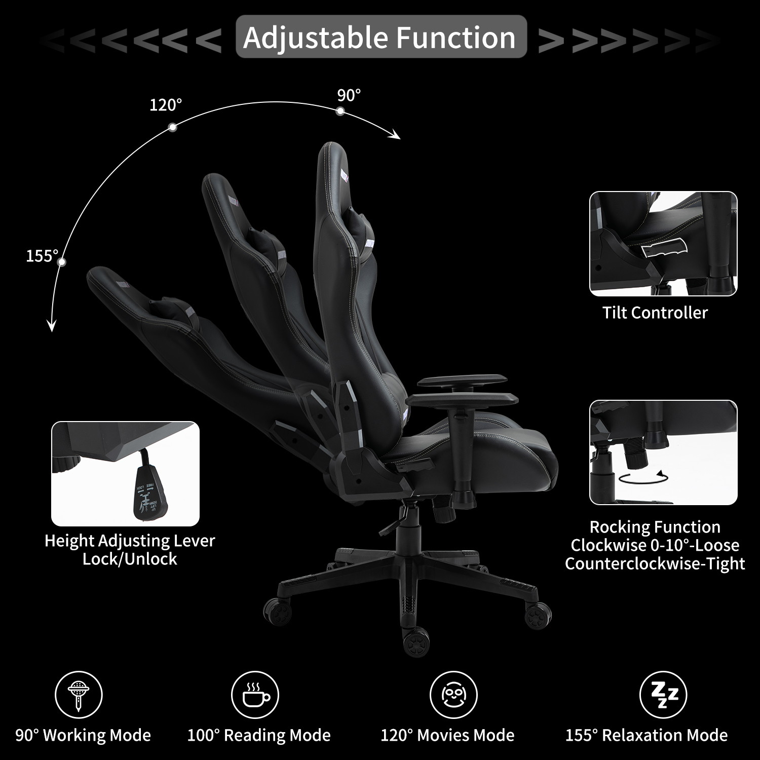 AMINITURE Gaming Chair Ergonomic Office Computer Chairs Racing Reclining Chairs for Adults Gamer High Back Support Adjustable Desk Chair