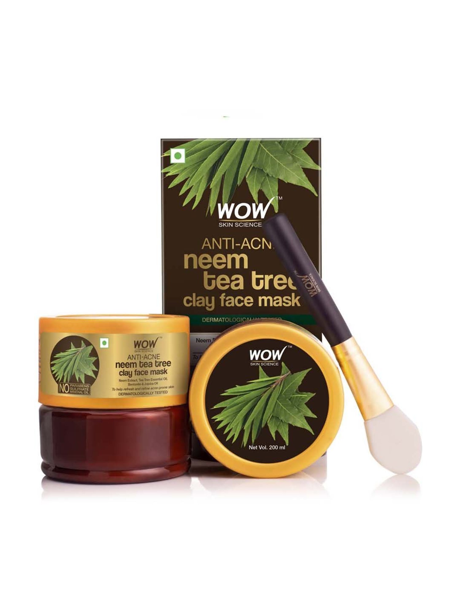 WOW Skin Science Anti-Acne Neem & Tea Tree Clay Face Mask - 200 ml