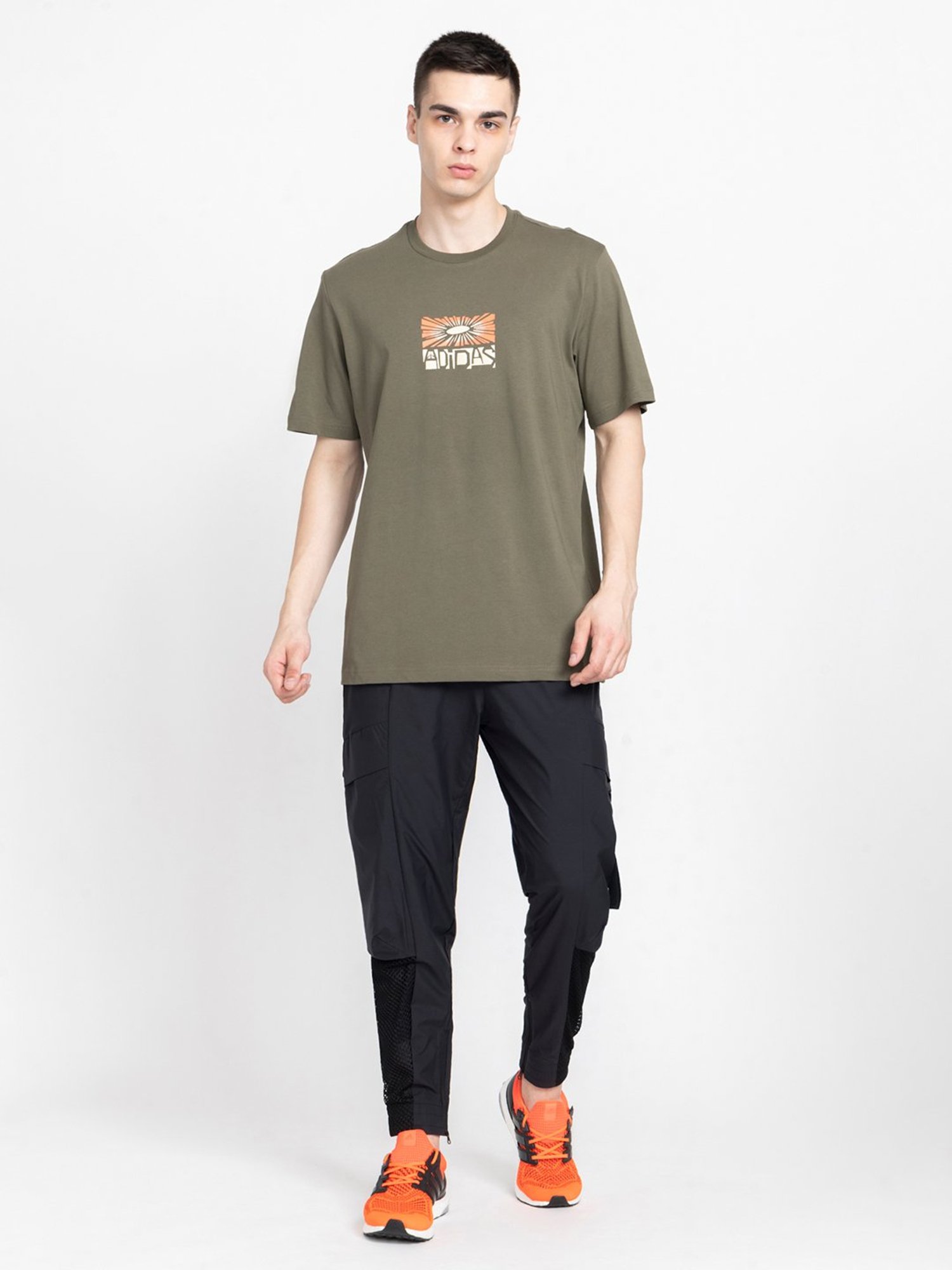 adidas Green Regular Fit Cotton Crew T-Shirt