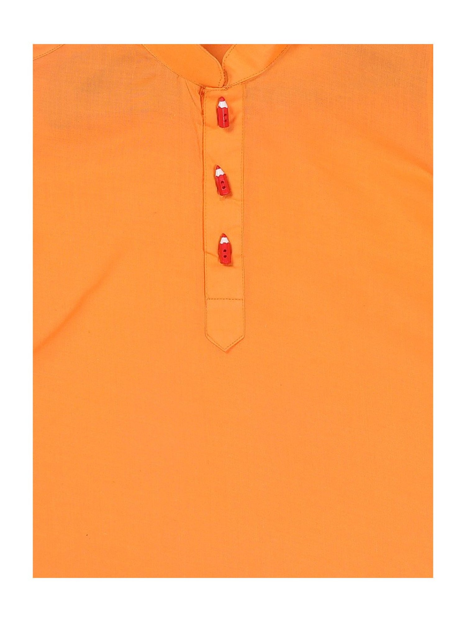 VASTRAMAY SISHU Orange & White Cotton Straight Fit Kurta Set