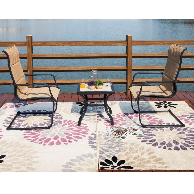 3pc Steel Patio Seating Sets Cream - Lokatse