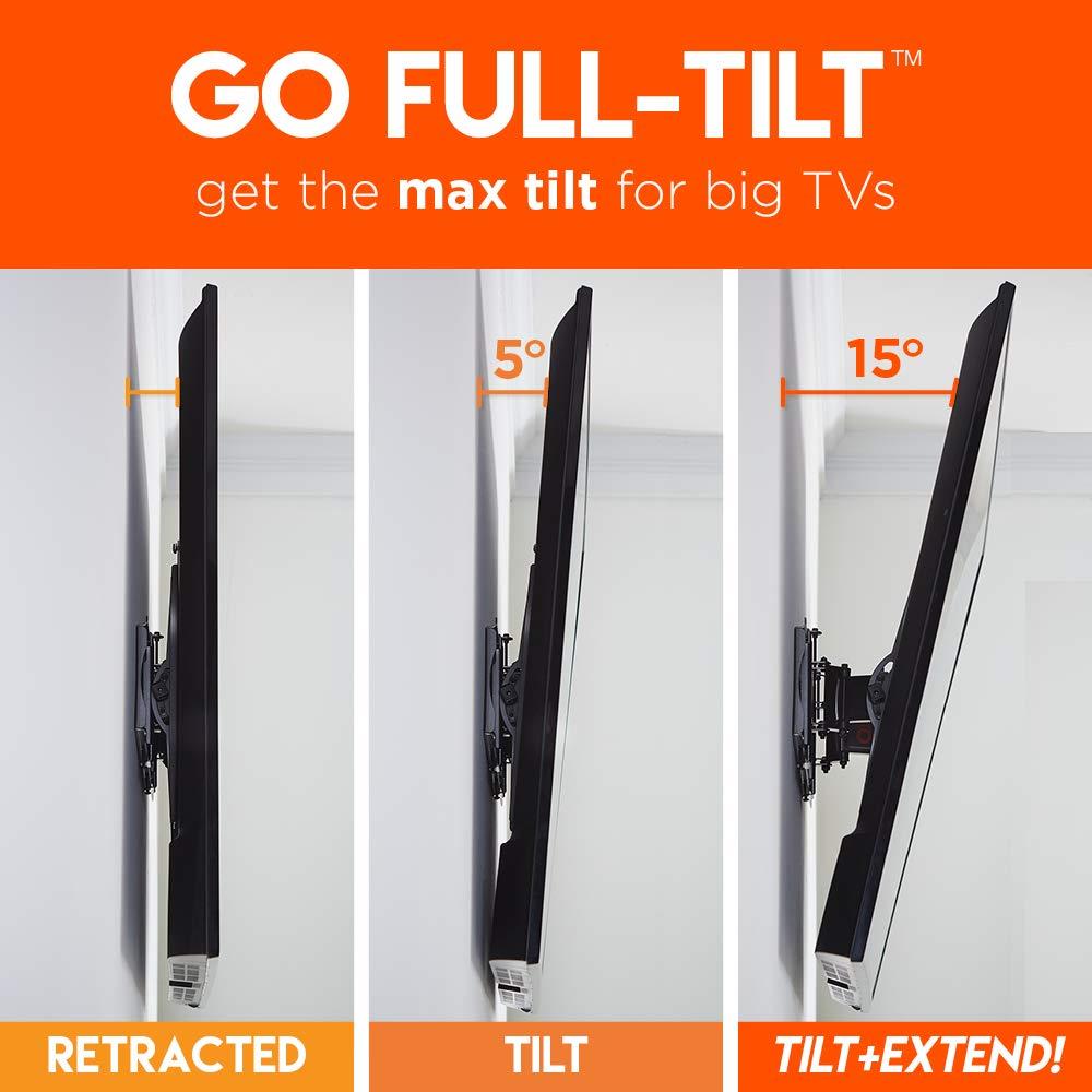 ECHOGEAR Full Tilt TV Wall Mount - Advanced Extendable Bracket for Maximum Tilting Range On Large TVs - Ideal for Mounting A 40"-85" TV Above A Fireplace - Easy Install & Hardware Included - EGLT2