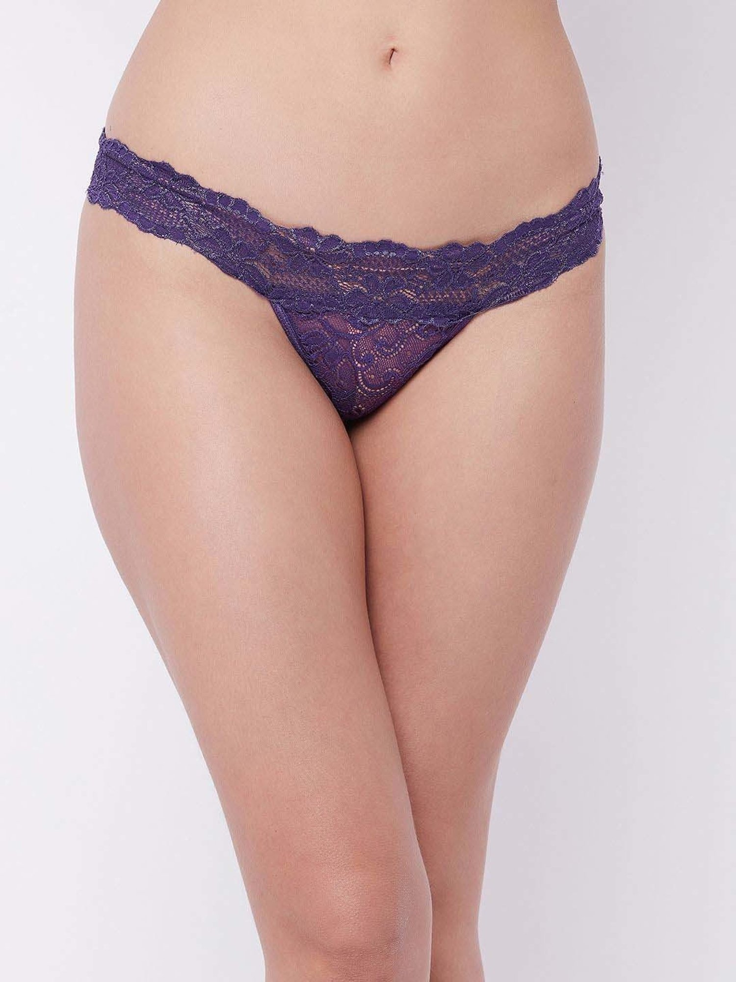 Secrets By ZeroKaata White & Purple Lace Work Bikini Panty - Pack Of 3
