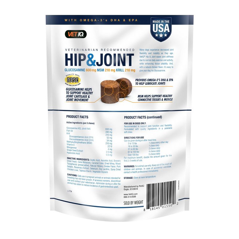 VetIQ Hip & Joint Chewable Supplement For Dogs