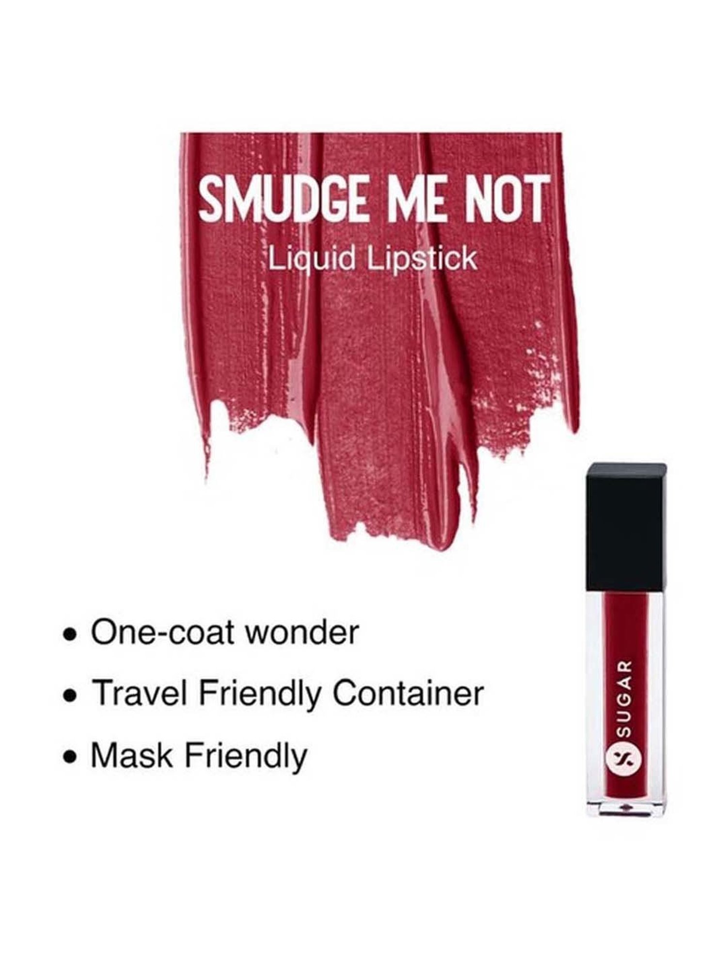 Sugar Cosmetics Smudge Me Not Liquid Mini Lipstick 10 Drop Dead Red - 1.1 gm