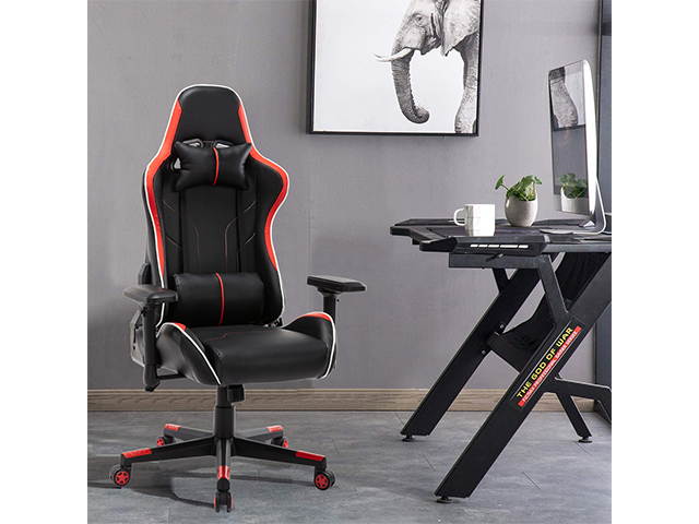 Massage Racing Chair Gaming Chair - Computer Office Adjustable Lumbar Cushion Headrest Swivel Rocking Function Desk Chair 5 Colors,Purple,GC34