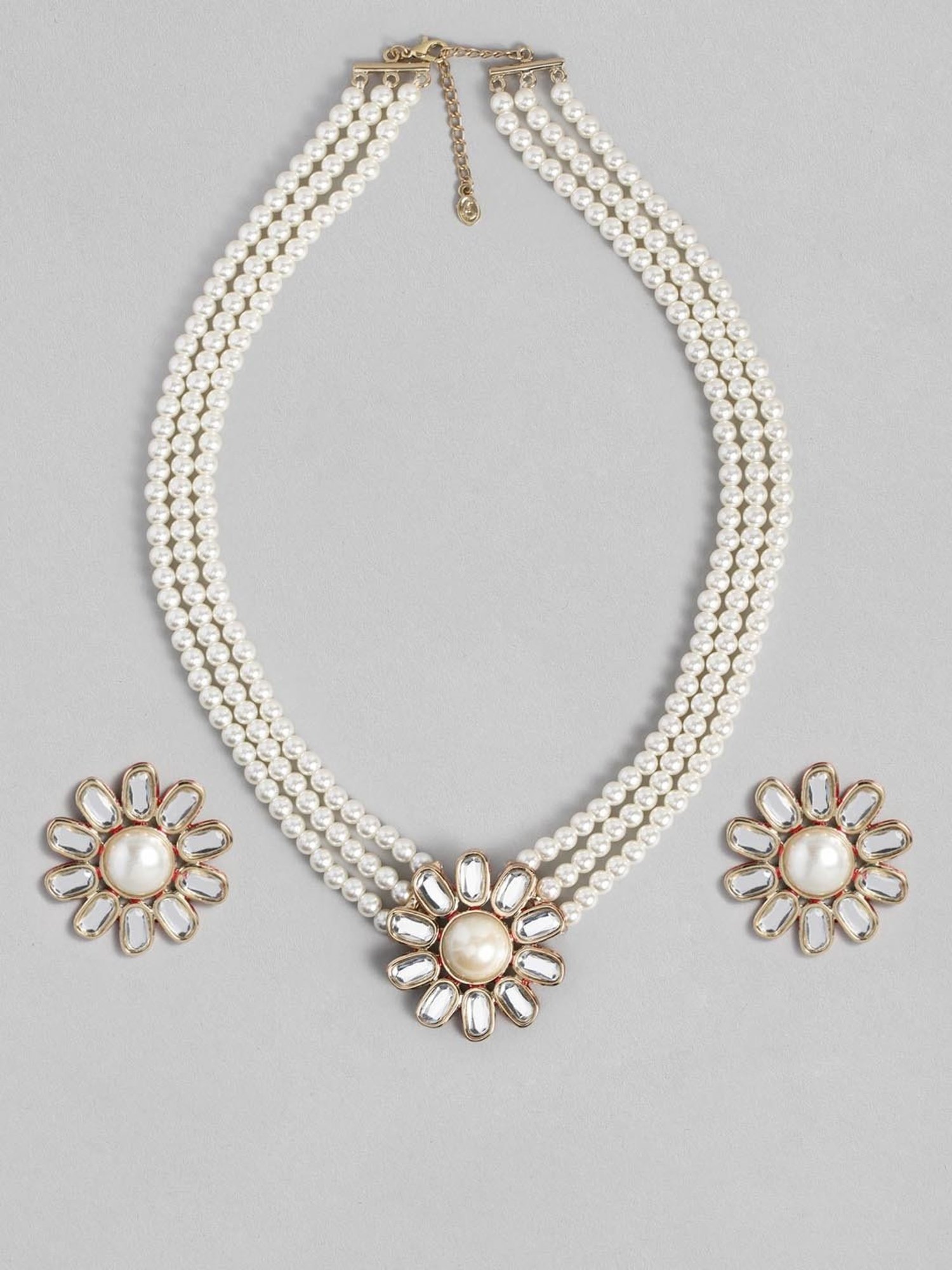 Estele Gold-Plated Kundan & Pearl Necklace Set for Women