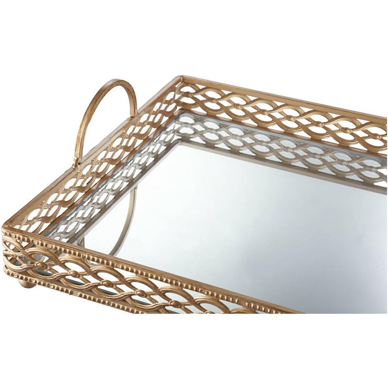 Dahlia Studios Magot 16" Wide Antique Gold Mirrored Tray