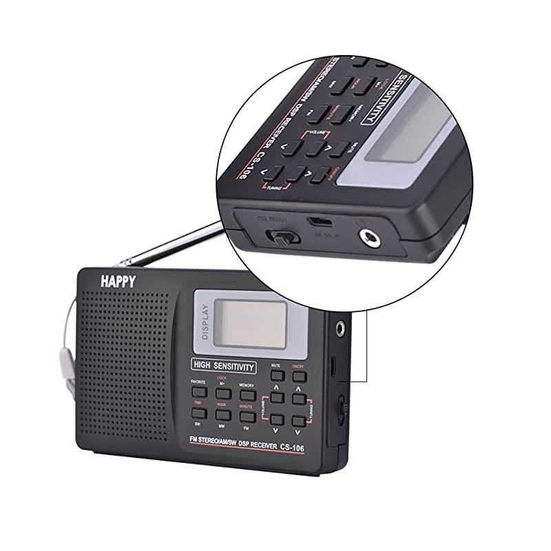 Full Frequency Receiver Radio with Alarm Clock FMAMSWLWTV Sound Full Frequency Receiving LCD Display Short Wave Stereo Mode Portable RadioType 1