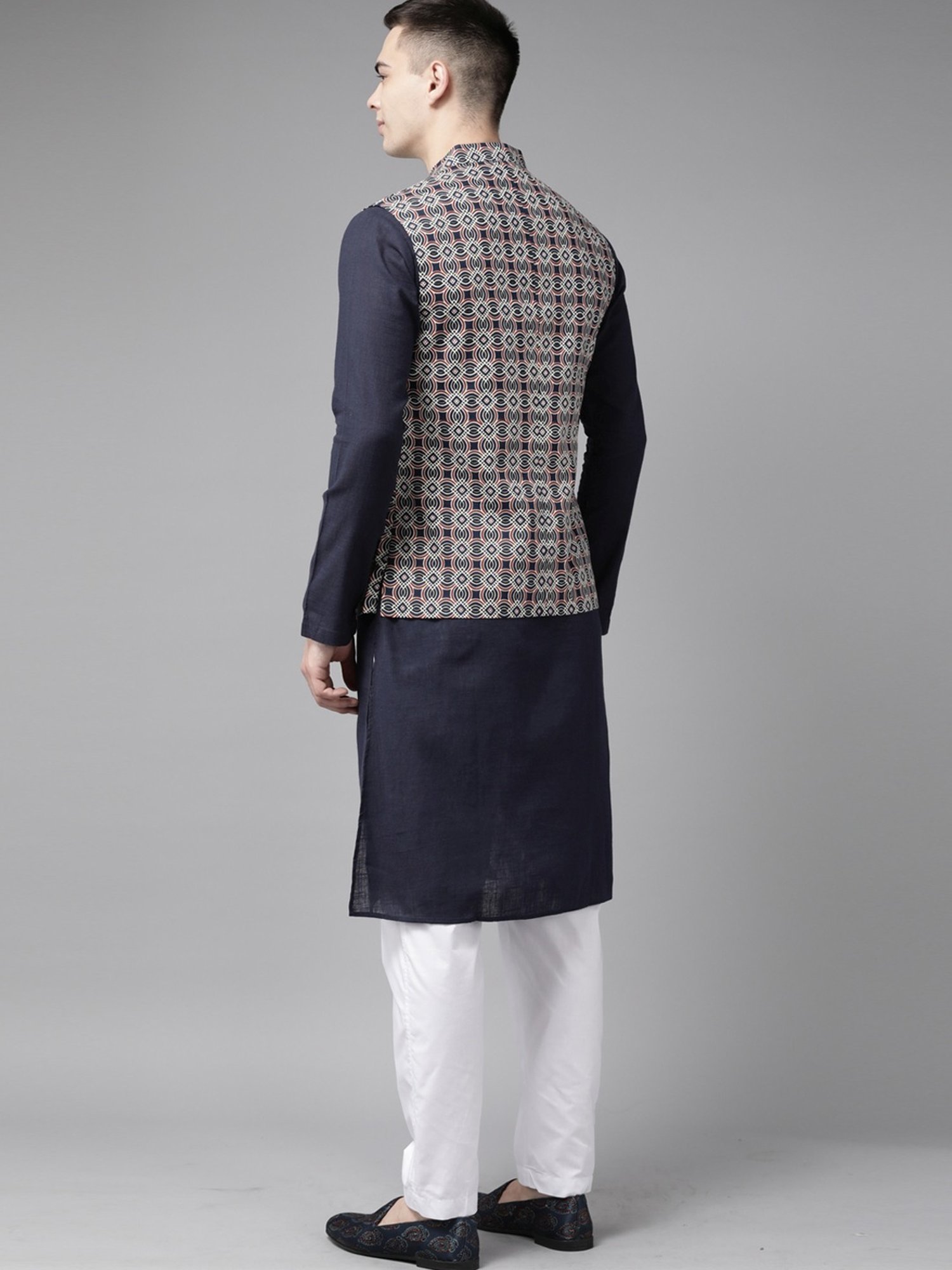 See Designs Blue & White Cotton Regular Fit Printed Ethnic Set