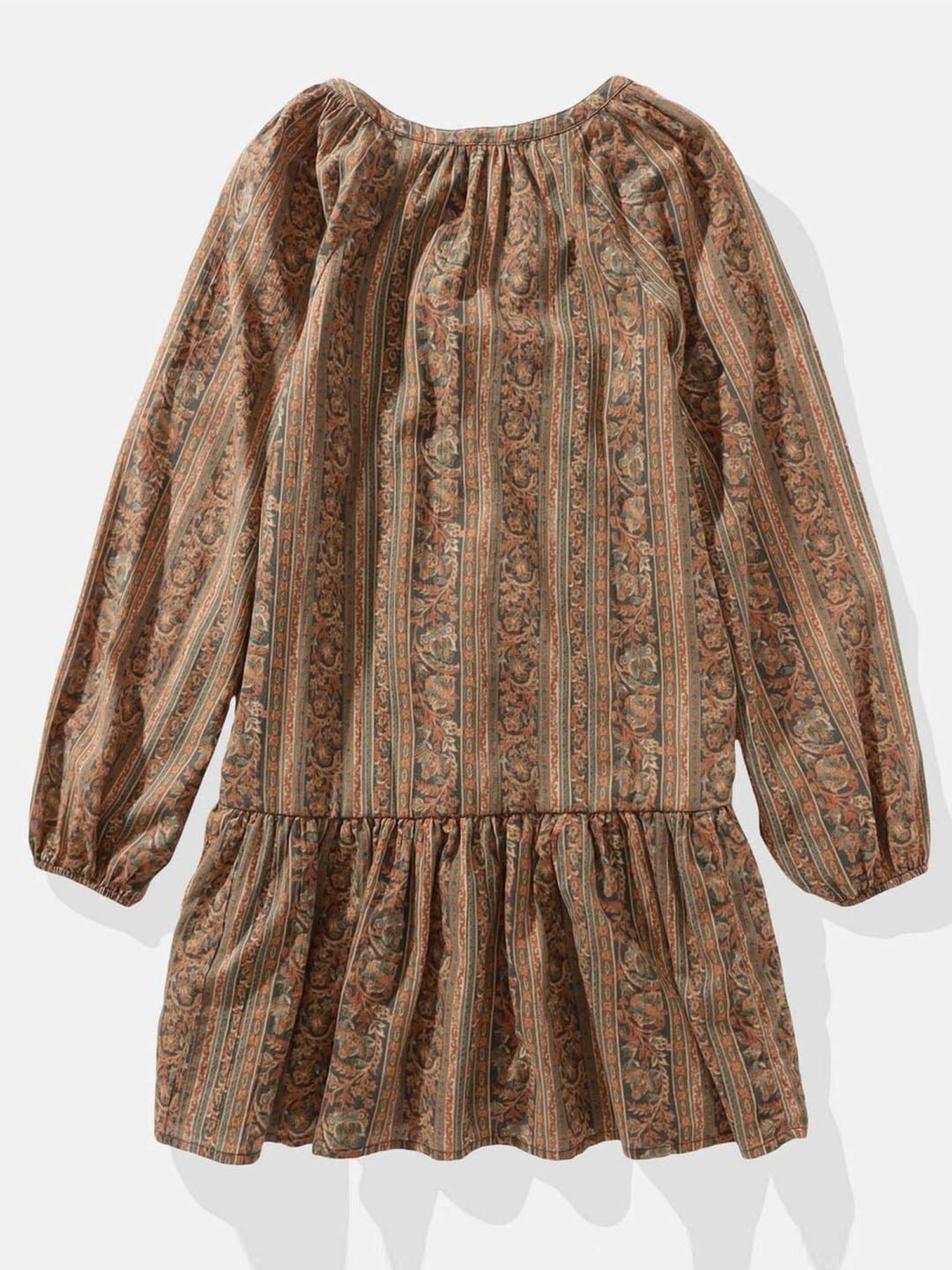 American Eagle Outfitters Brown Cotton Printed A-Line Dress