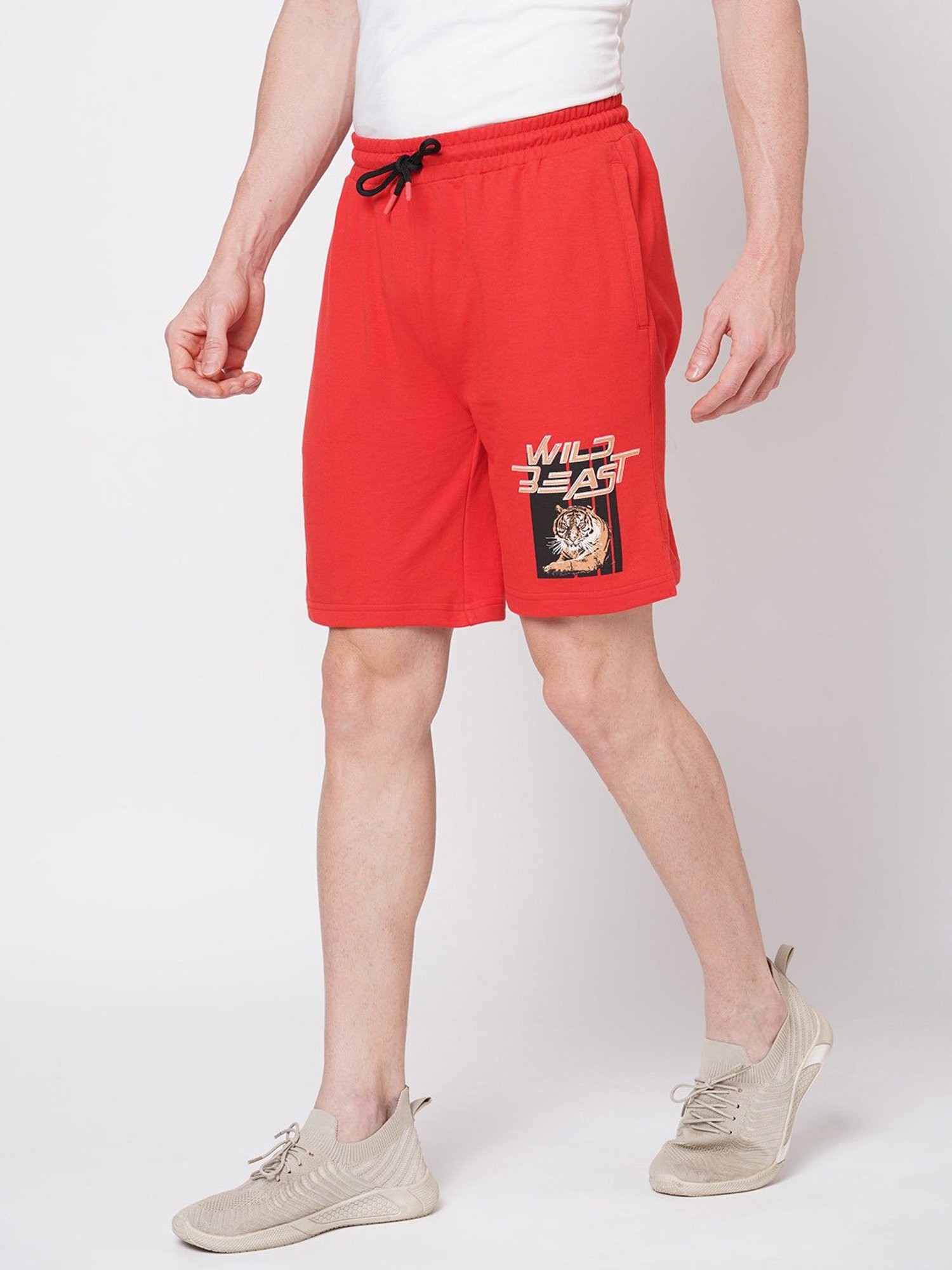 Fitz Red Slim Fit Printed Shorts