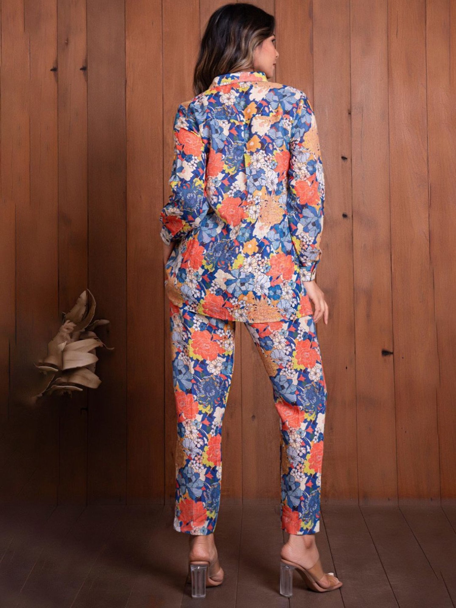 Eeshva India Blue Floral Illusion Shirt with Pant