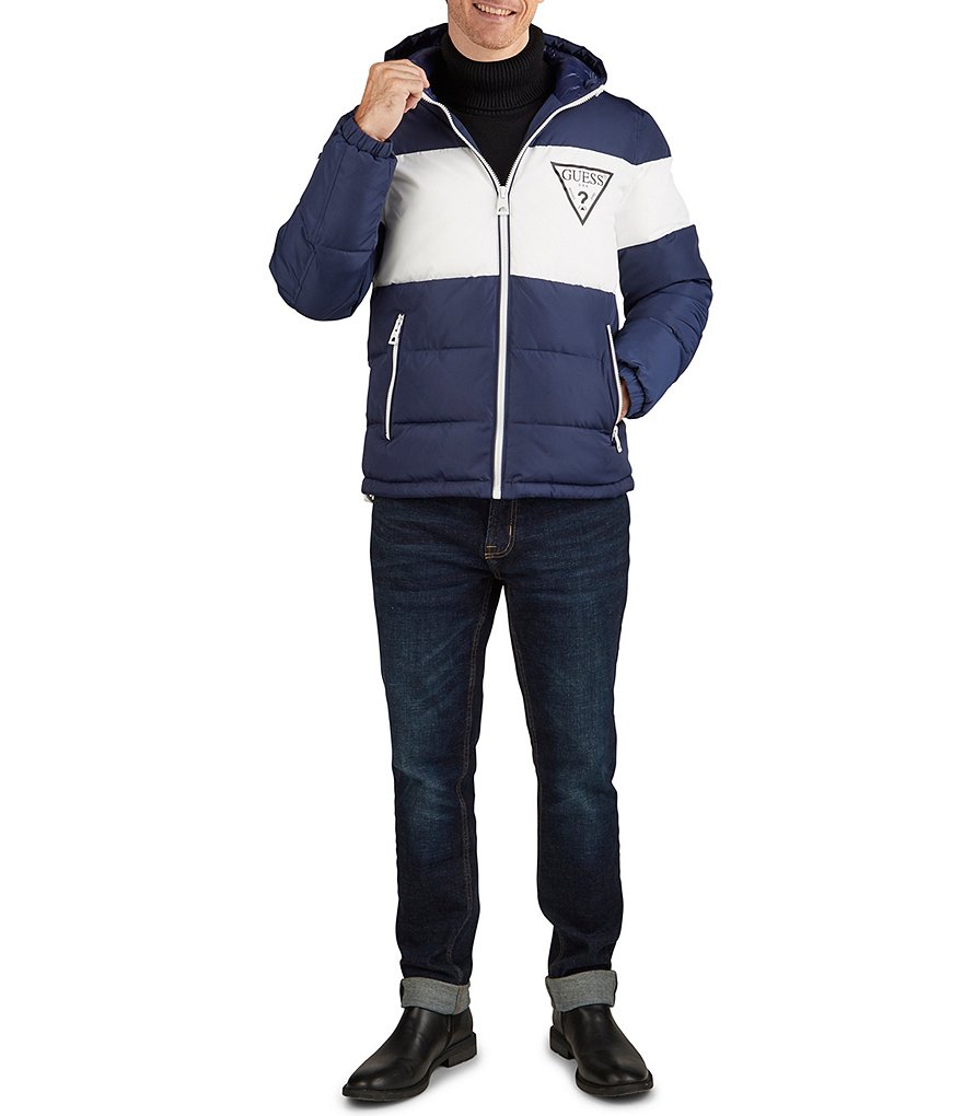 Guess Color Block Heavyweight Hooded Puffer Jacket