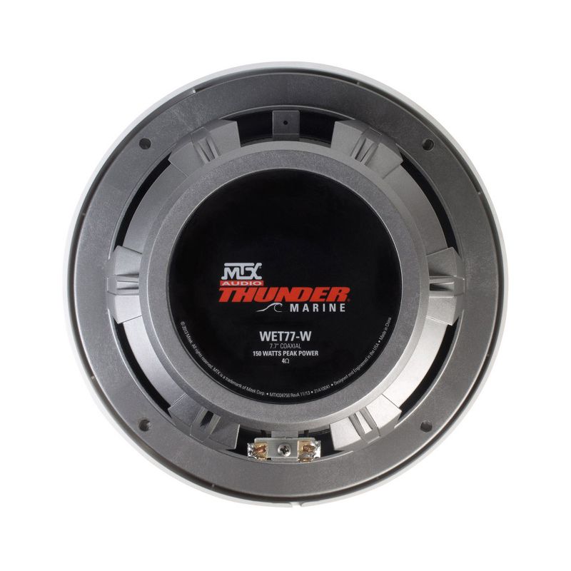 MTX WET77-W Wet Series 75 Watt RMS 4 Ohm Coaxial Marine Boat ATV UTV Speaker Pair w/ Weather Resistant Polypropylene Cones & ASA Plastic Grille, White