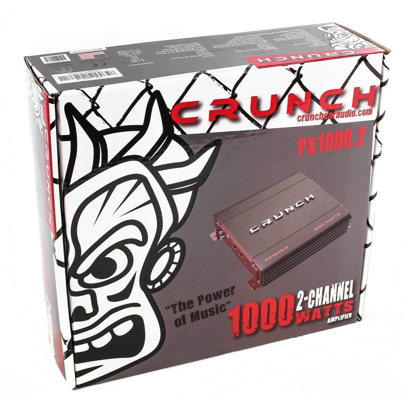 Crunch PX-1000.2 PowerX 1000-Watt 2 Channel Class A/B 2 Ohm Car Audio Stereo Amplifier and Complete 8-Gauge Amp Installation Wiring Kit