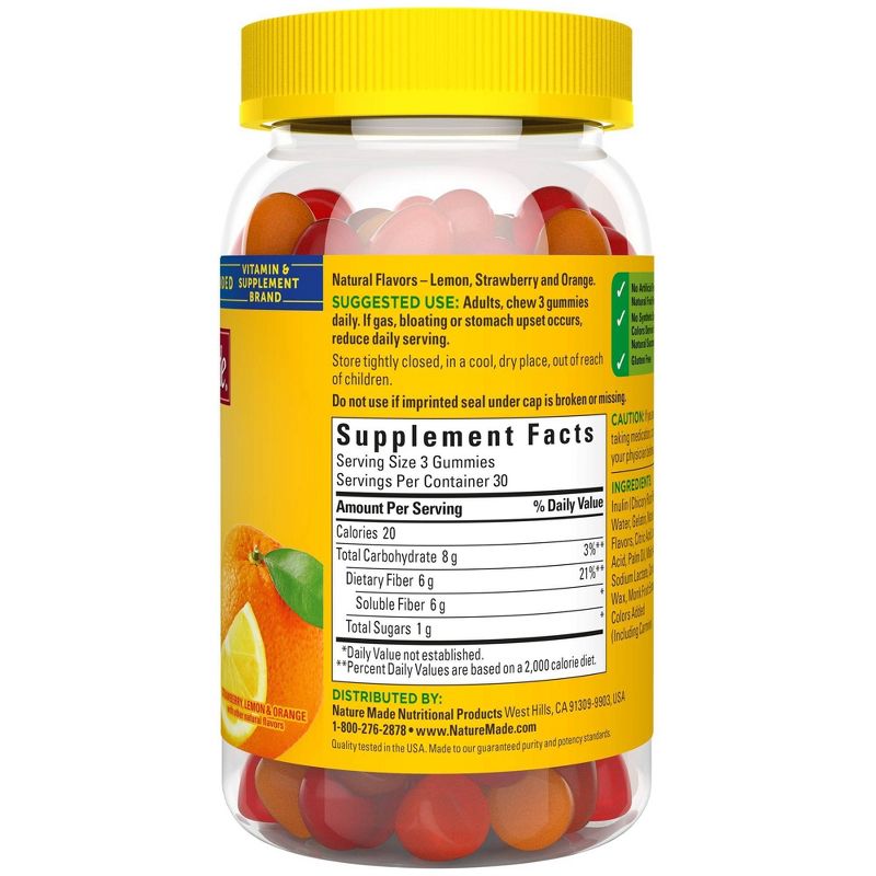 Nature Made Fiber 6g Gummies - Fruit Flavors - 90ct