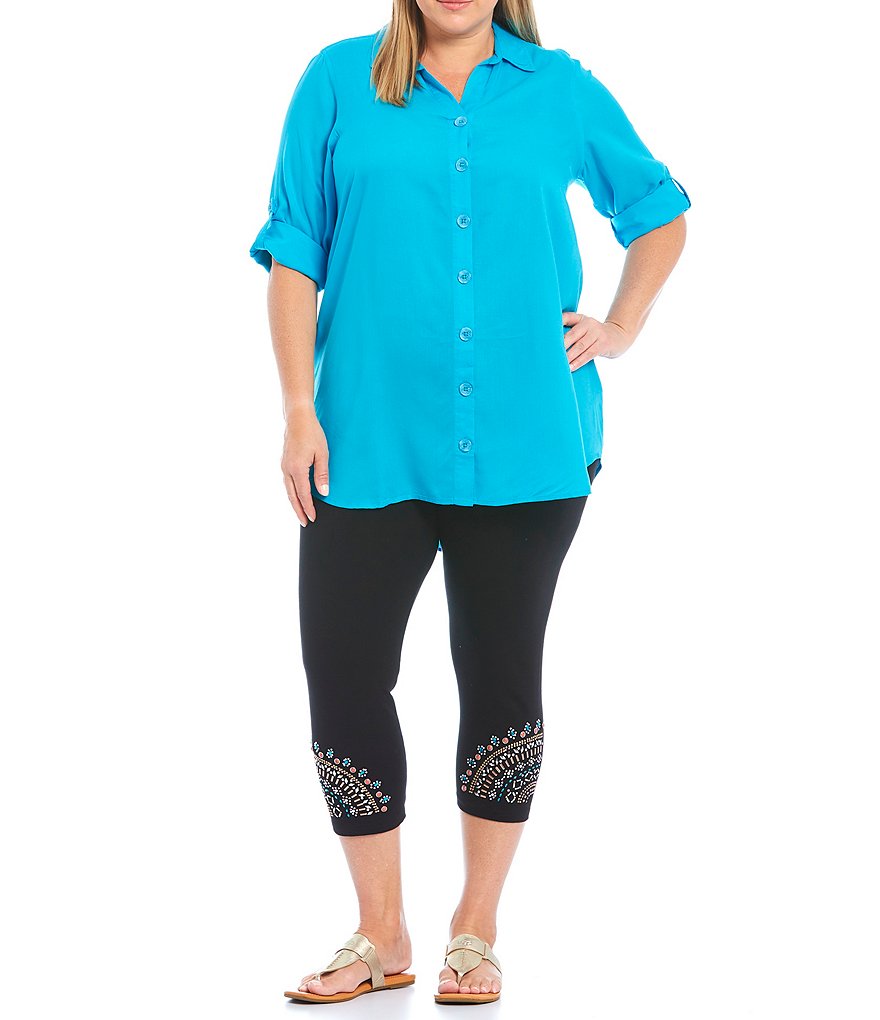Intro Plus Size Bella Solid Double Knit Slim Her Leggings