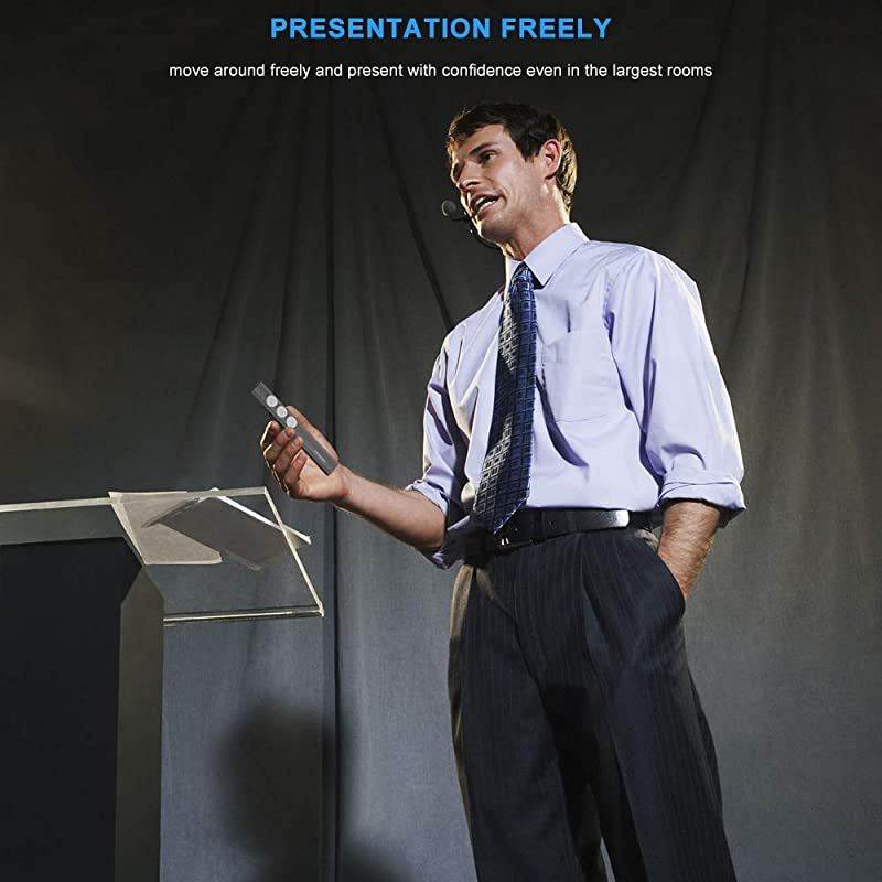 Wireless Presenter 24GHz RF Up to 100 Ft Range Professional Presentation Remote Rechargeable Universal Compatibility Intuitive TouchKeys for Slideshow Control Clicker Black