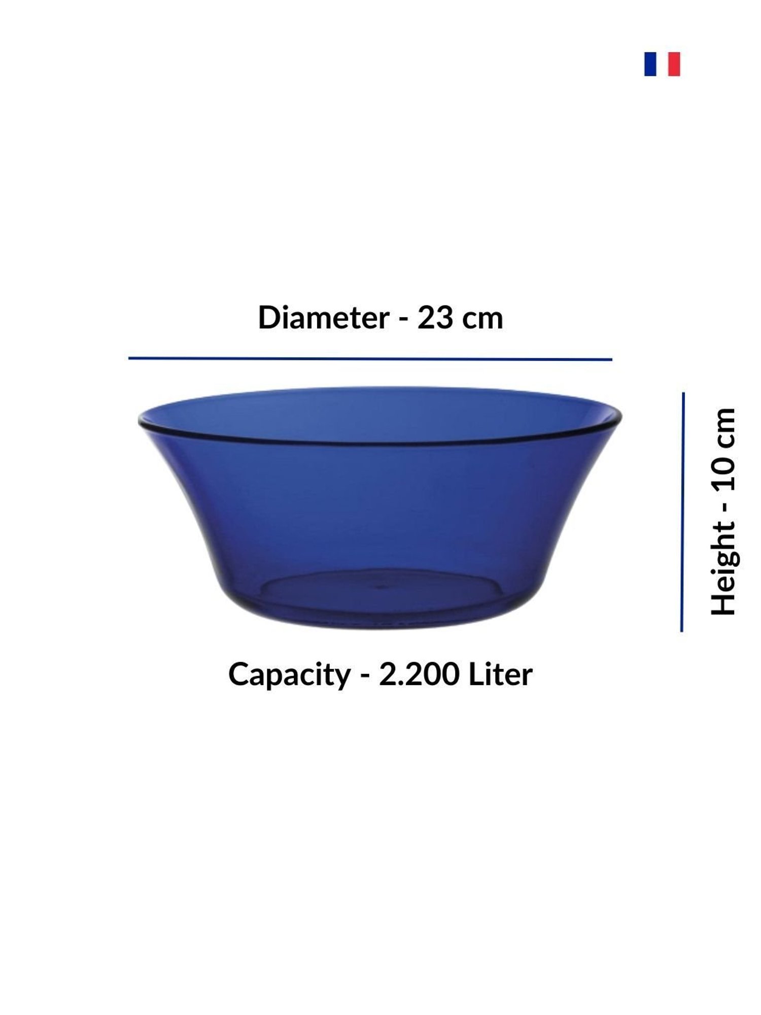 Duralex Lys Navy Toughened Glass Table Bowl (2.2 L) - Set of 3