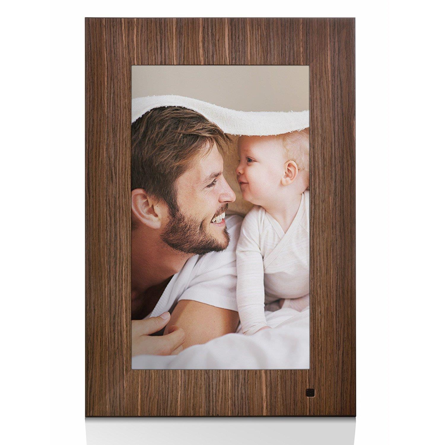 NIX Lux 13.3 inch Hi-Res Digital Photo & HD Video Frame with Motion Sensor - Wood (X13B) - Free 8GB USB Stick