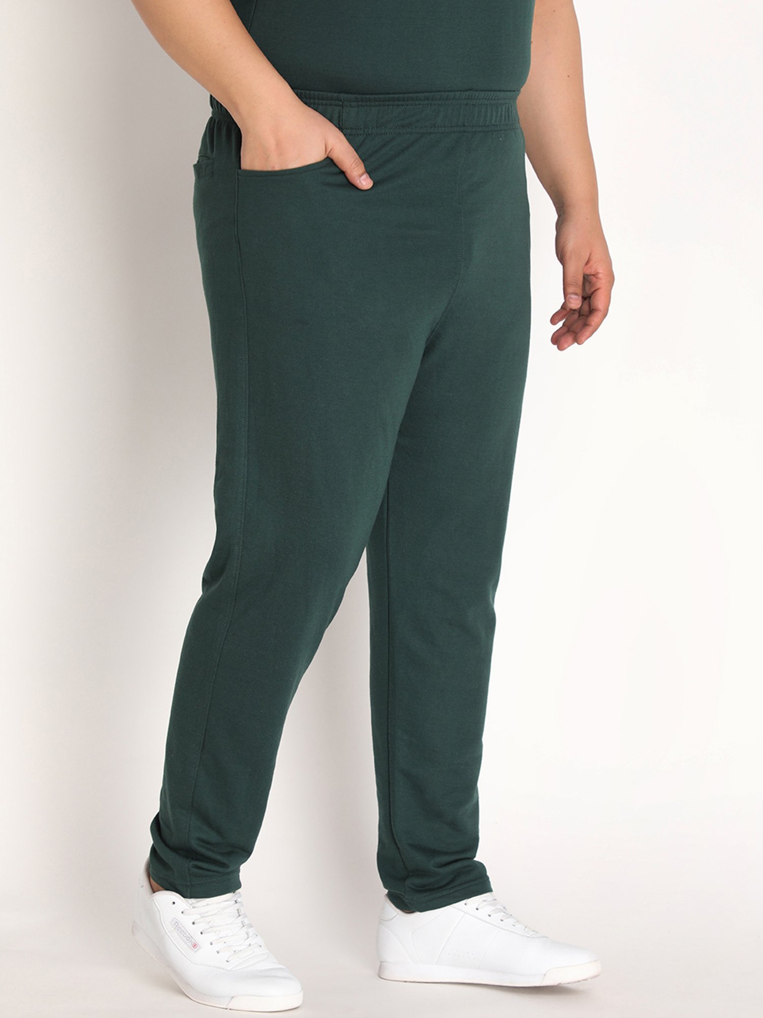 Chkokko Bottle Green Cotton Relaxed Fit Trackpants
