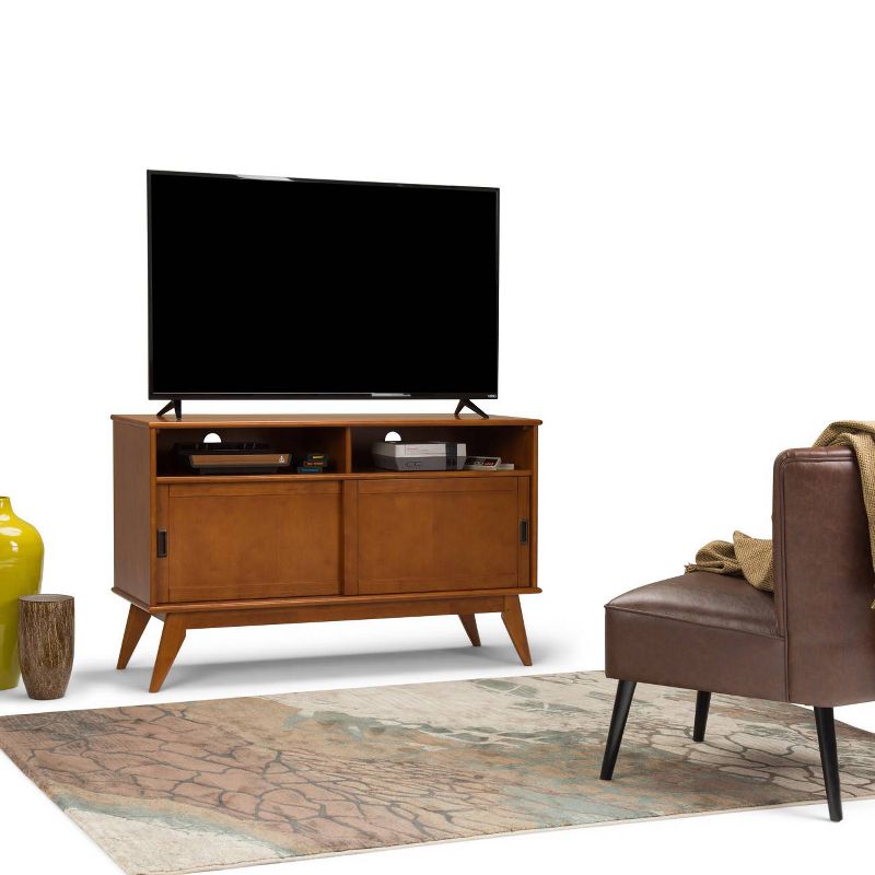 54" Tall Tierney Solid Hardwood Mid Century TV Stand Teak Brown - WyndenHall