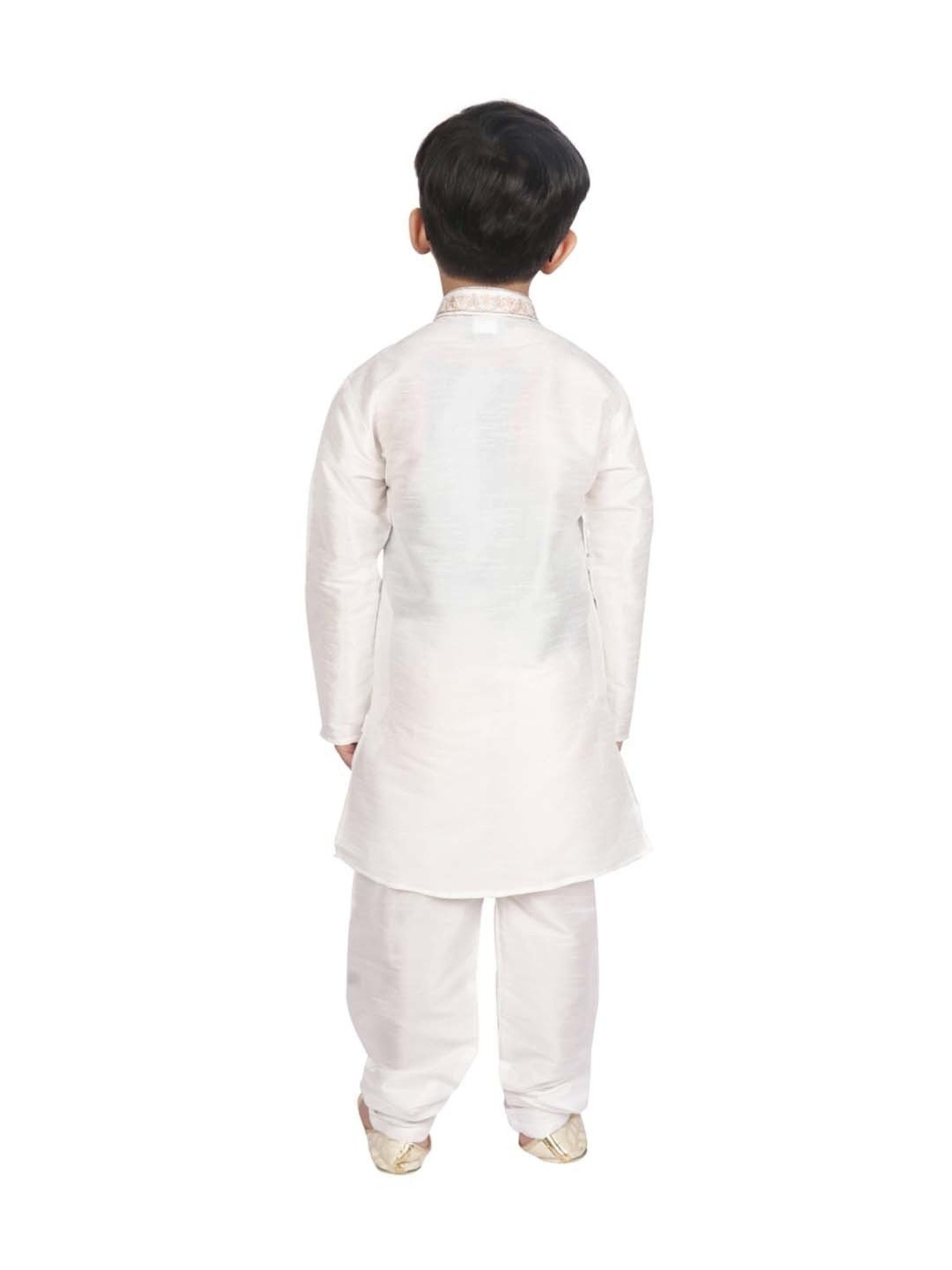 SG Yuvraj Kids White Embroidered Full Sleeves Kurta Set
