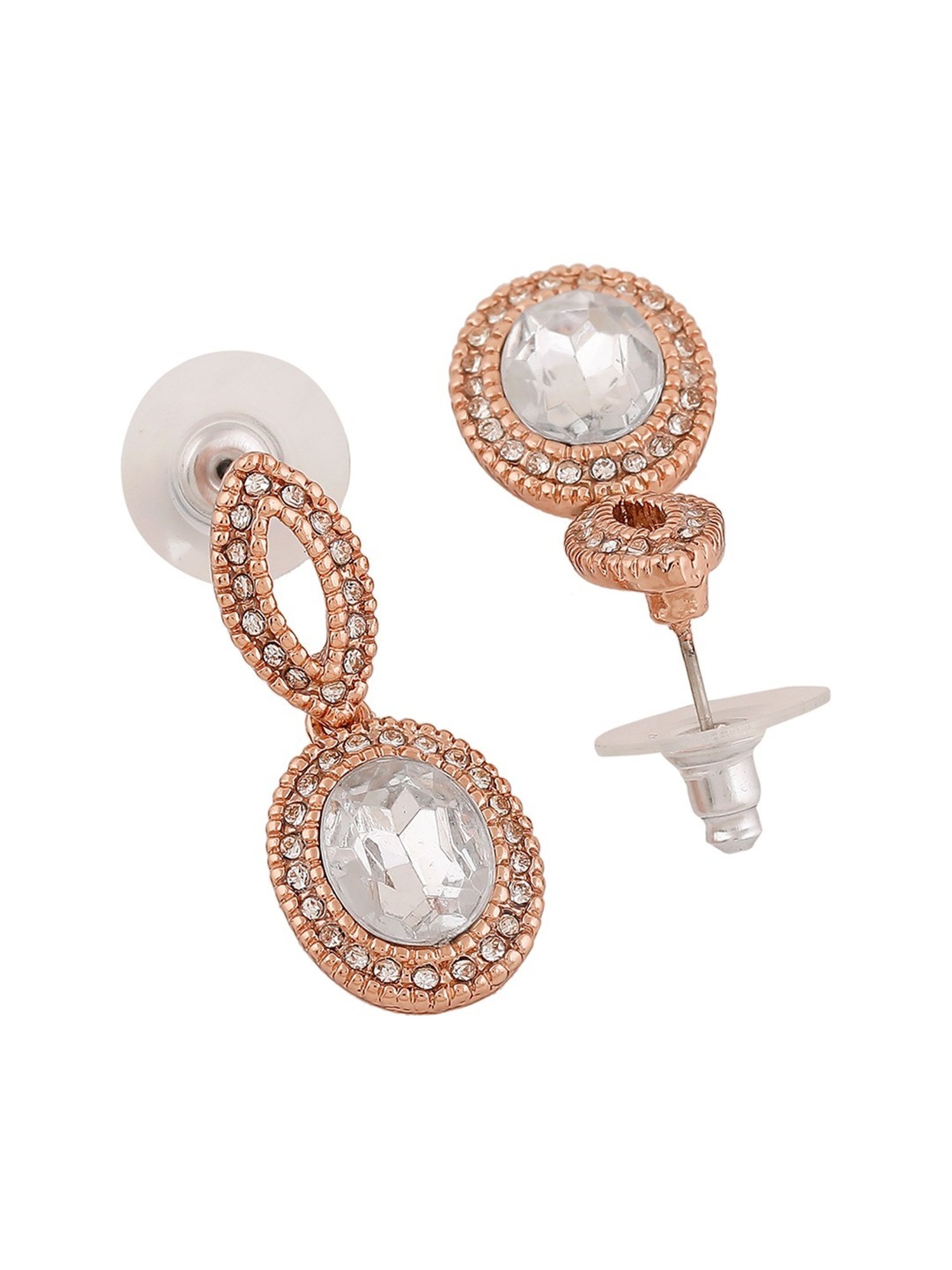 Estele Rose Gold-Plated Sparkling Drop Earrings