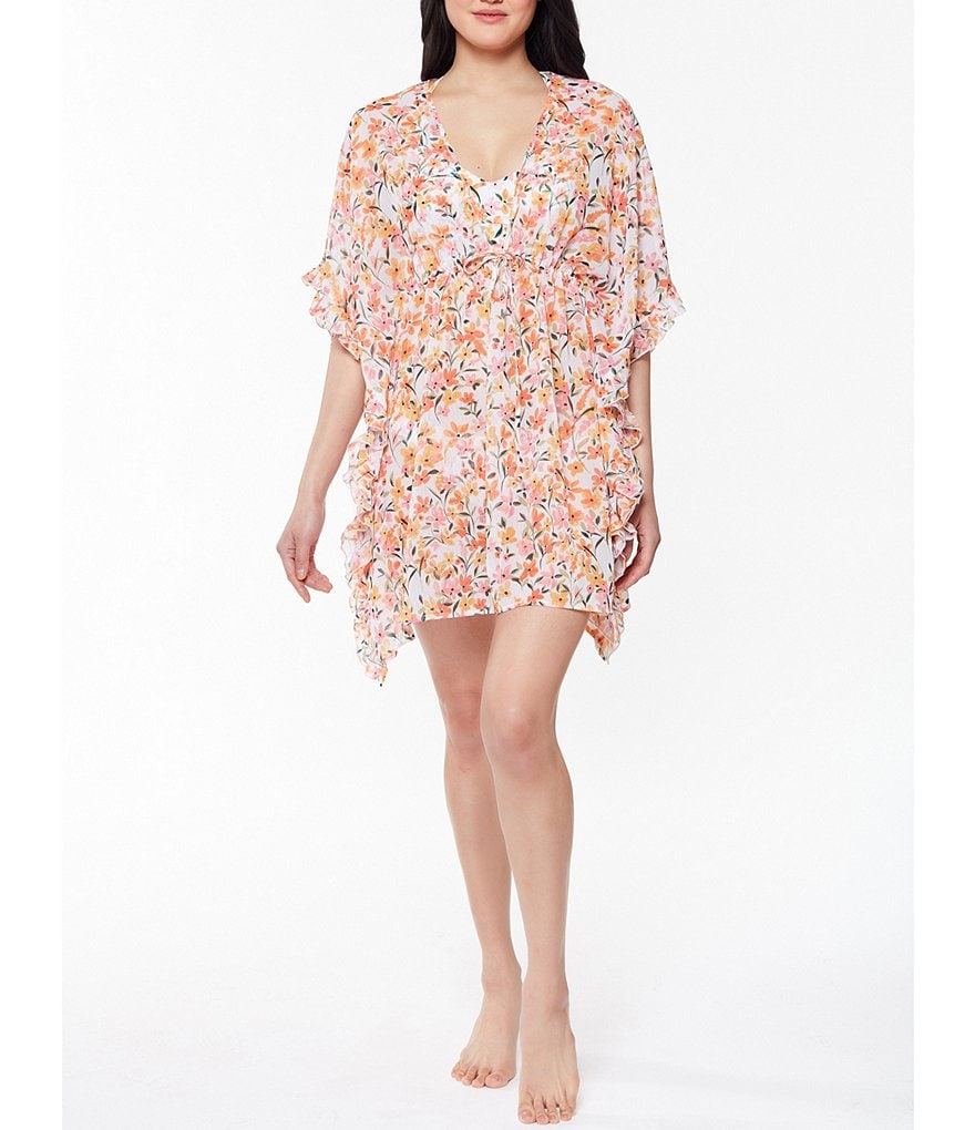 Becca by Rebecca Virtue Beach Date Hooded V-Neck Sleeveless Swim Cover Up Dress