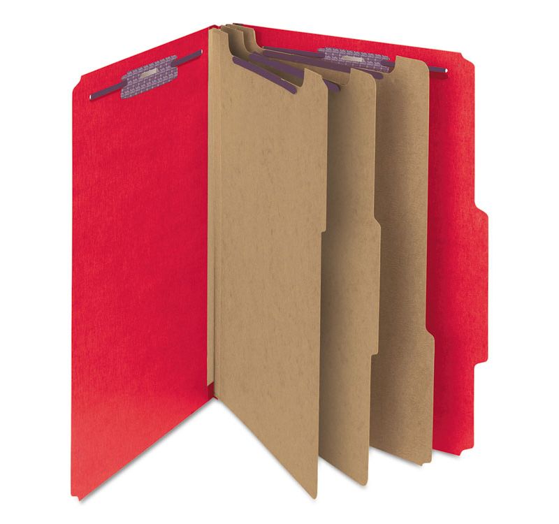 Smead 3" Expansion Folders with 2/5 Cut Tab Letter Eight-Section Bright Red 10/Box 14095