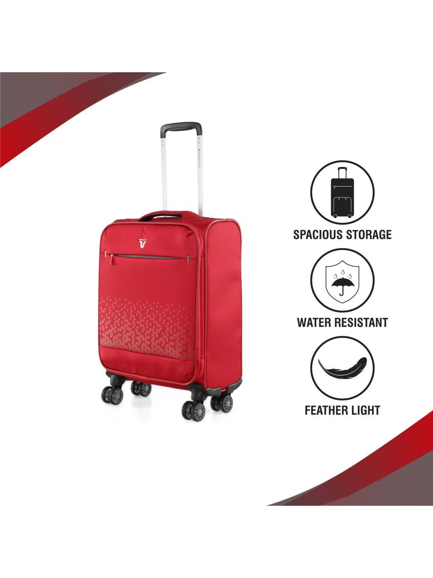Roncato Crosslite Rosso Solid Soft Cabin Trolley Bag -21 cm